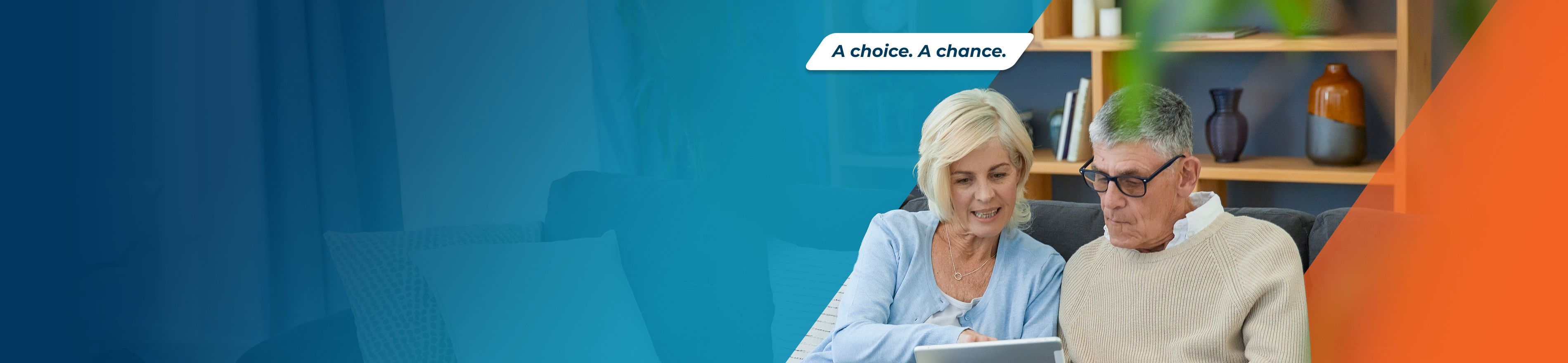 An older couple reviewing helpful financial resources from OPDIVO®.
